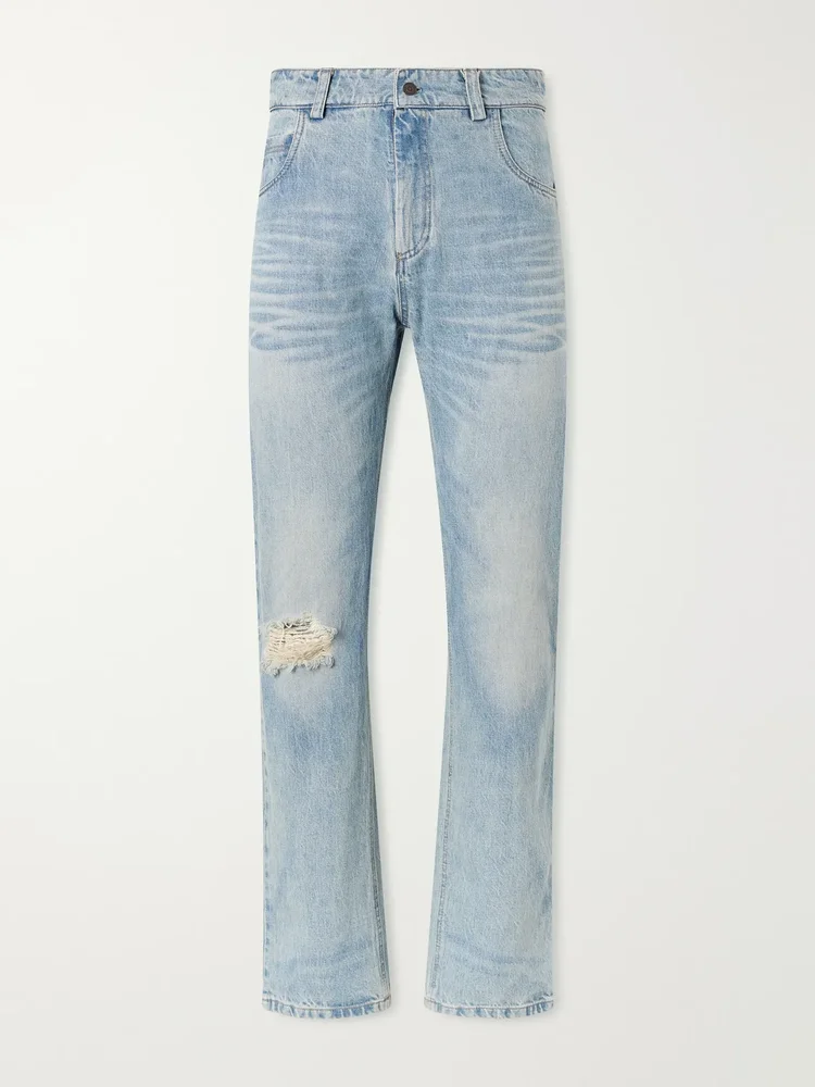 Straight-Leg Distressed Jeans