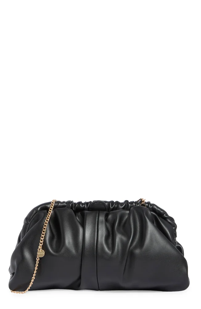 Nix Gathered Soft Faux Leather Frame Clutch