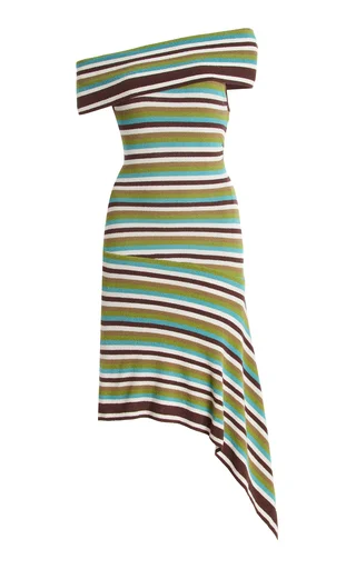 Extension-Drape Striped Cotton-Blend Knit Mini Dress