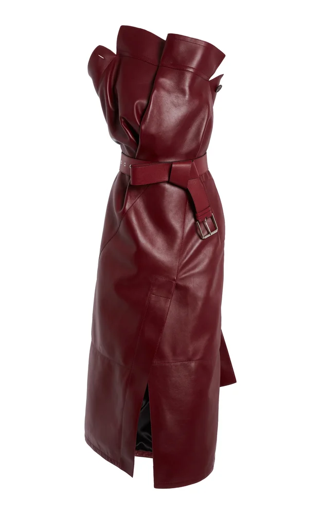 Trench Belted Leather Midi Dress