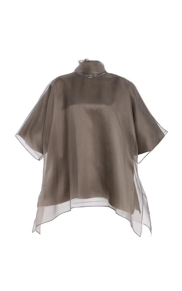 The Cali Tie-Neck Silk-Organza Blouse
