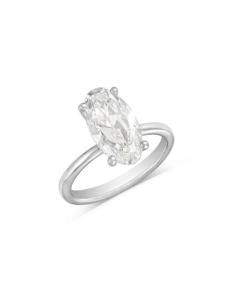 Luxe Collection Certified Lab Grown Diamond Old Mine Moval Solitaire Engagement Ring in 18K White Gold, 3.0 tcw