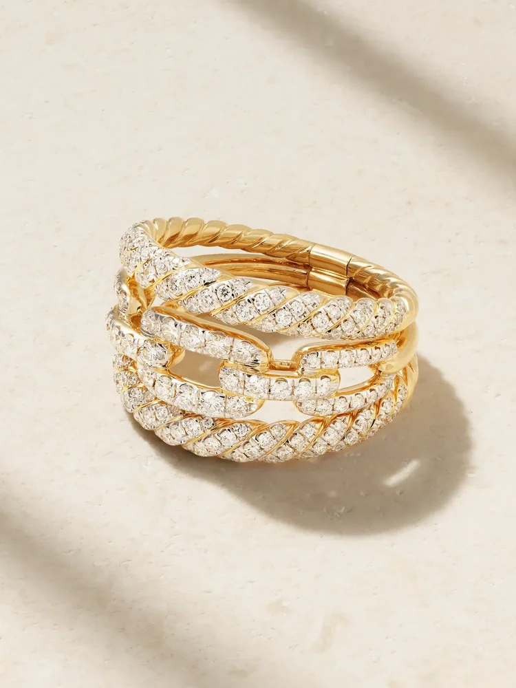Stax 18-karat yellow and white gold diamond ring
