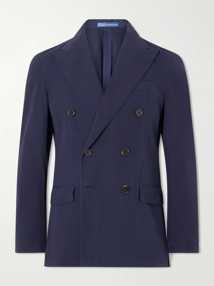 Double-Breasted Cotton-Canvas Suit Jacket