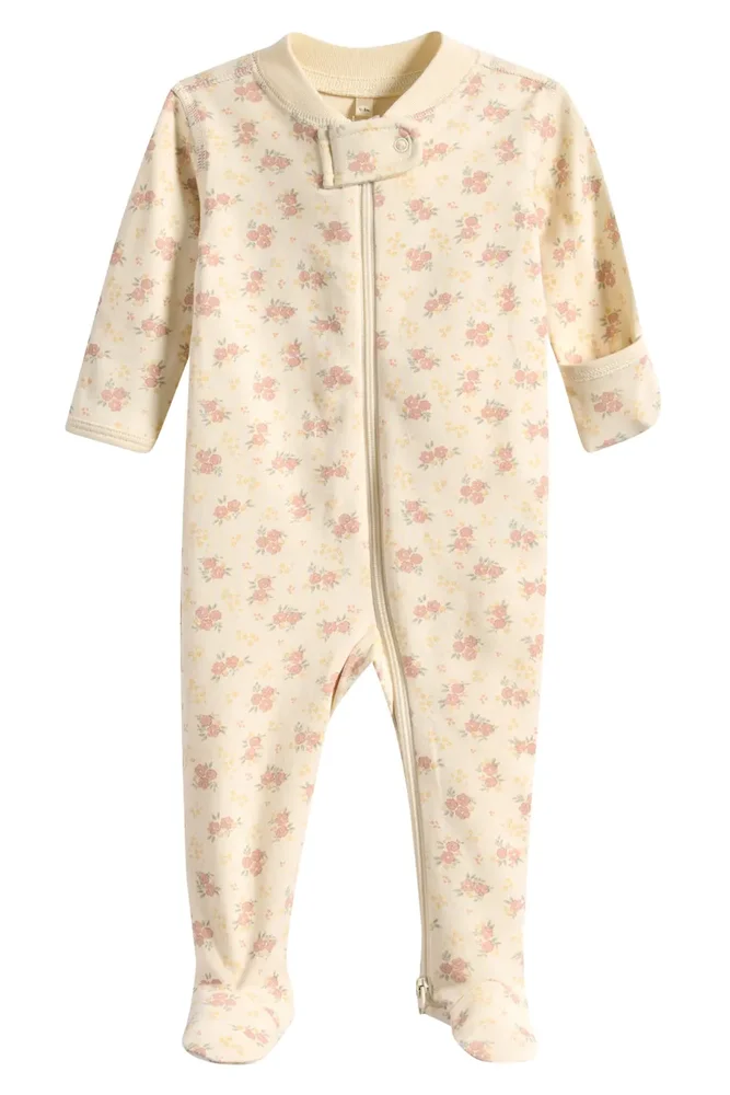 Floral Organic Cotton Zip Footie