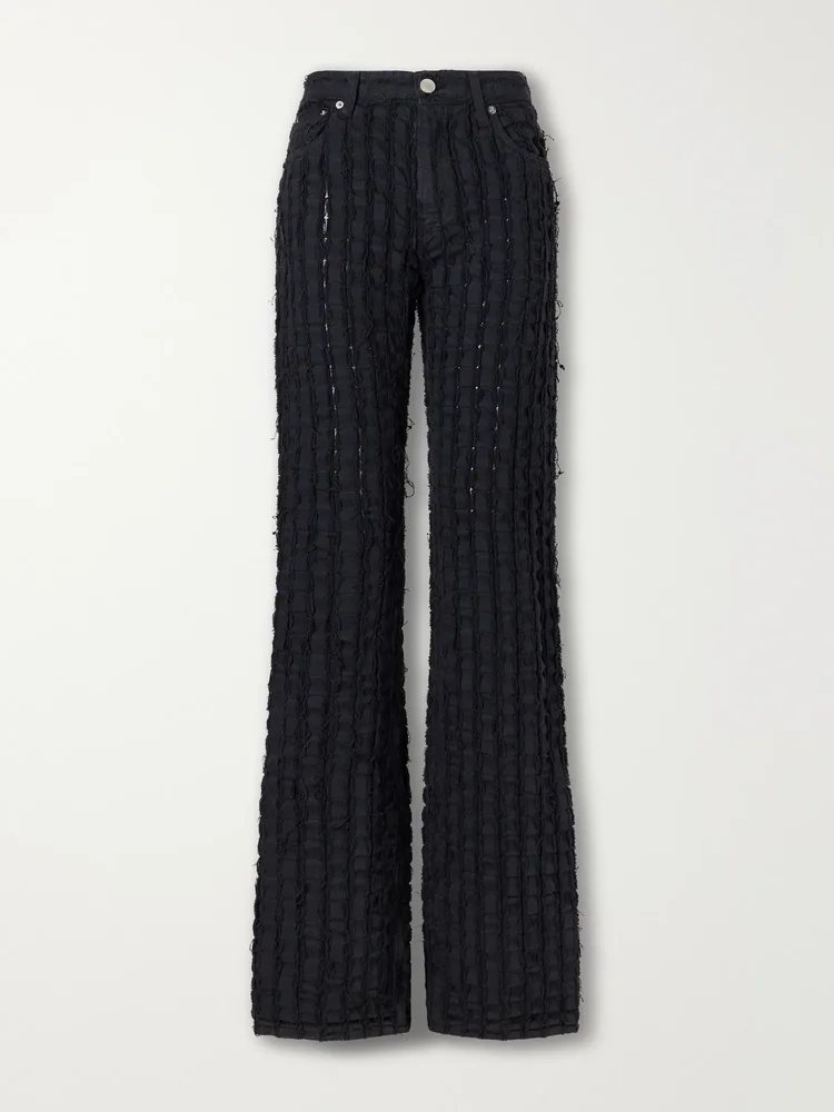 Star Bull Stripe distressed high-waist straight-leg jeans