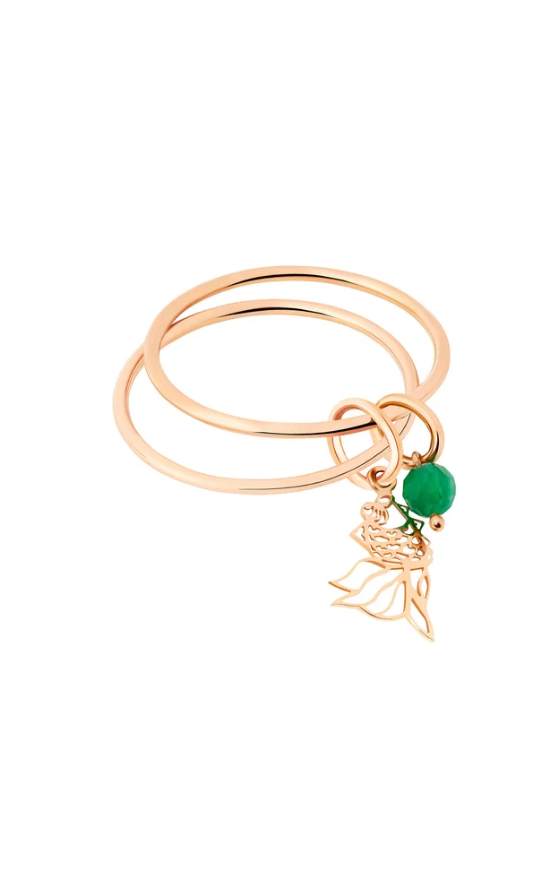 Agate Goldfish Double Circle Ring