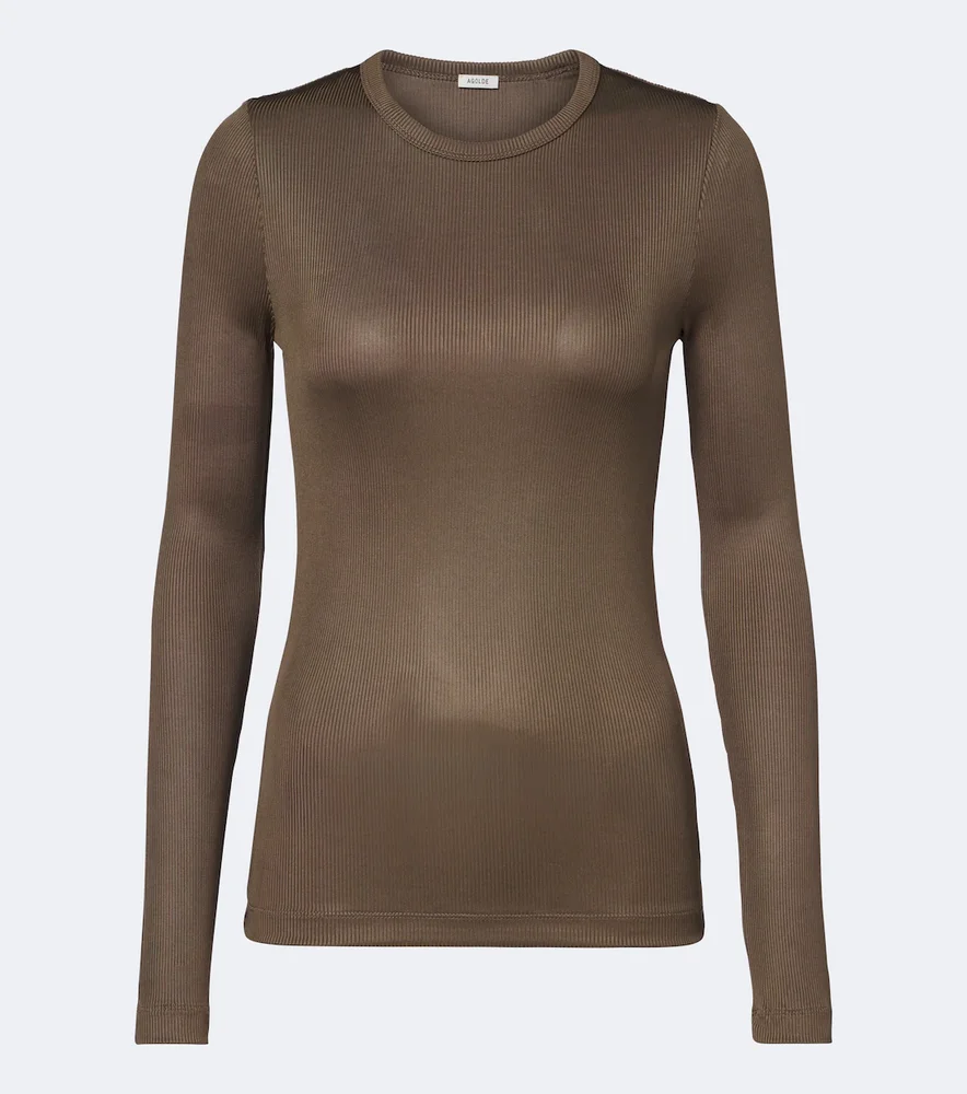 Delphi ribbed-knit top