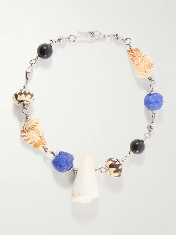 Samsara sterling silver and seashell beaded necklace