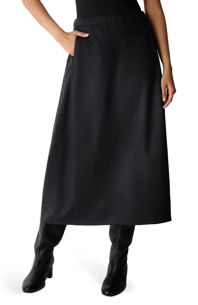 Virgin Wool Midi Lantern Skirt