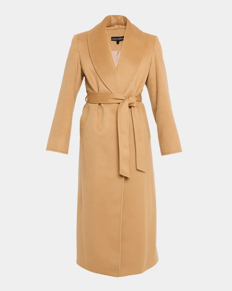Cashmere Belted Wrap Coat with Pick-Stitched Detail