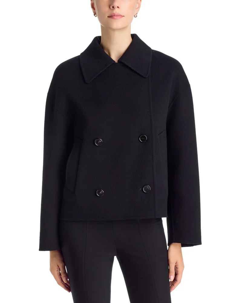 Wool Blend Double Breasted Coat