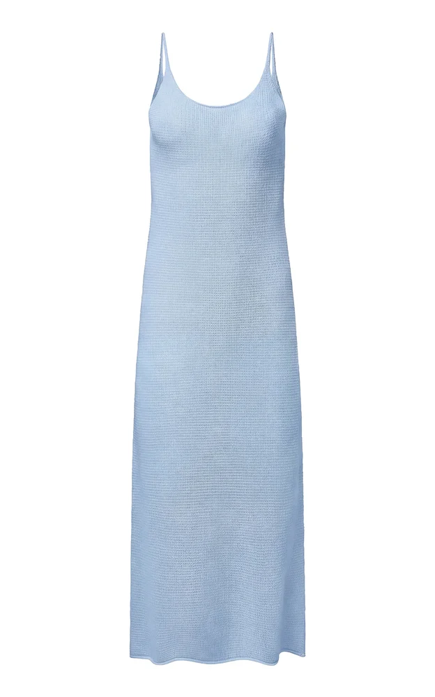 Textured Linen Sweater Scoop Maxi Dress
