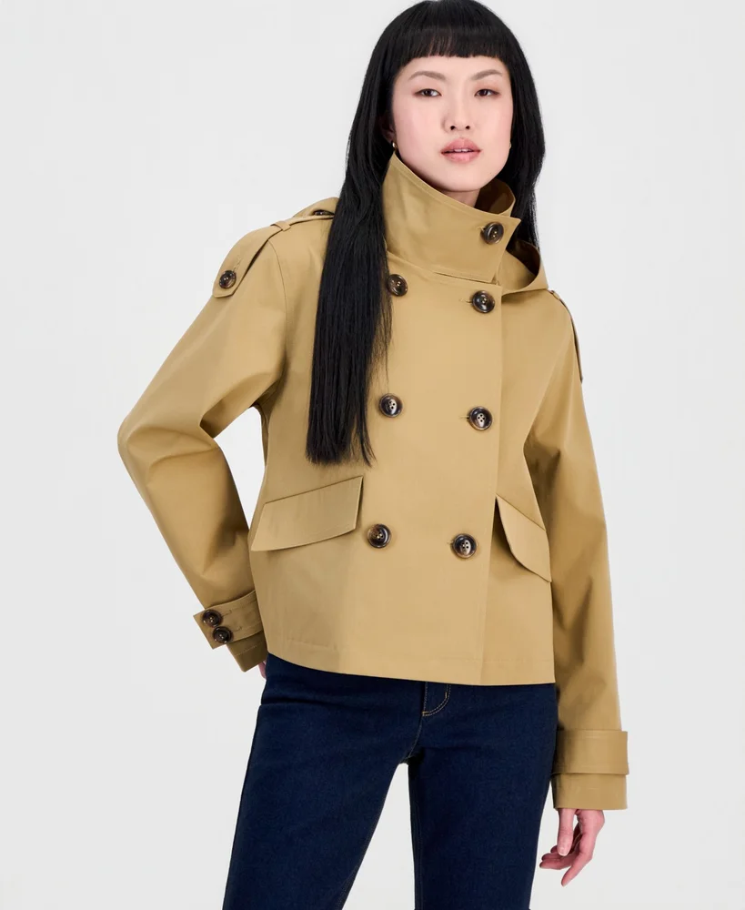 Short Hooded Trench Coat