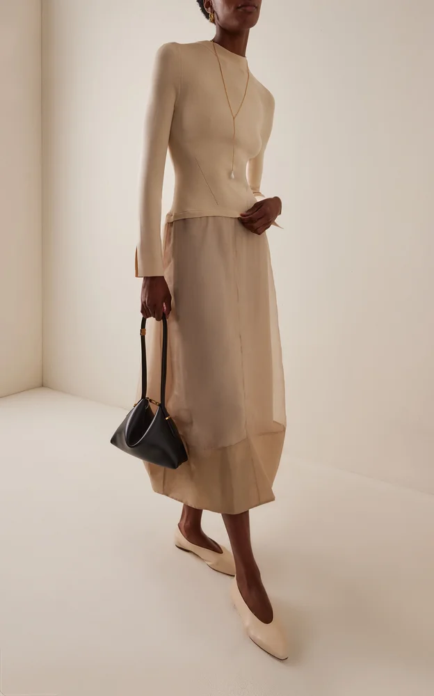 Maril Knit Organza Midi Dress