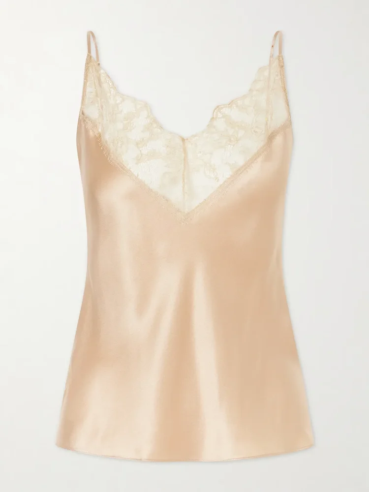 Lace-trimmed silk-satin camisole