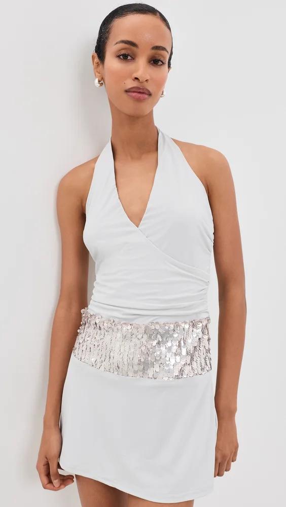 Rumi Faux Wrap Halter Mini Dress