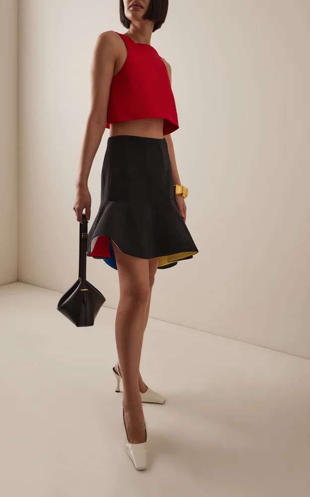 Simon Says Peak Drama Cotton-Grosgrain Mini Skirt