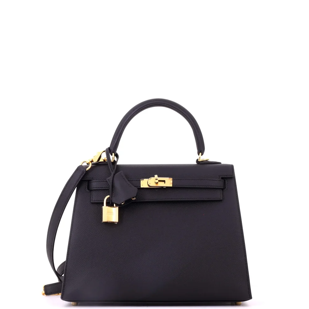 Pre-Owned Kelly 25 Noir Epsom with Gold Hardware