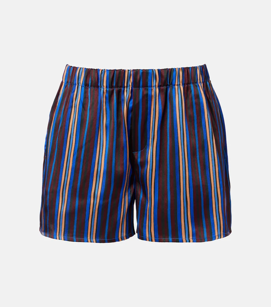Franca striped silk charmeuse pajama shorts