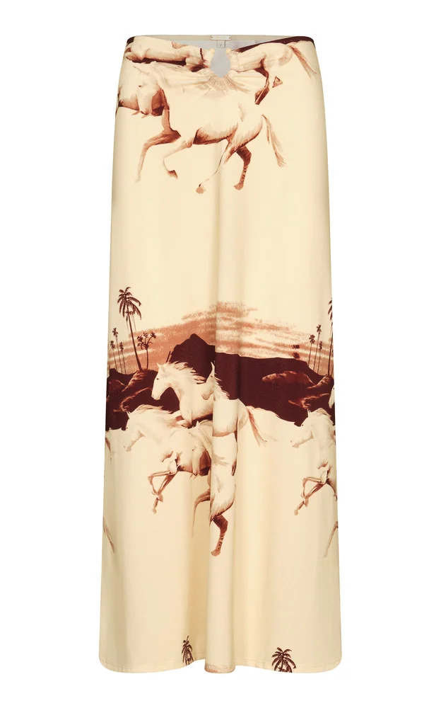 Terry Keel Crepe de Chine Midi Skirt