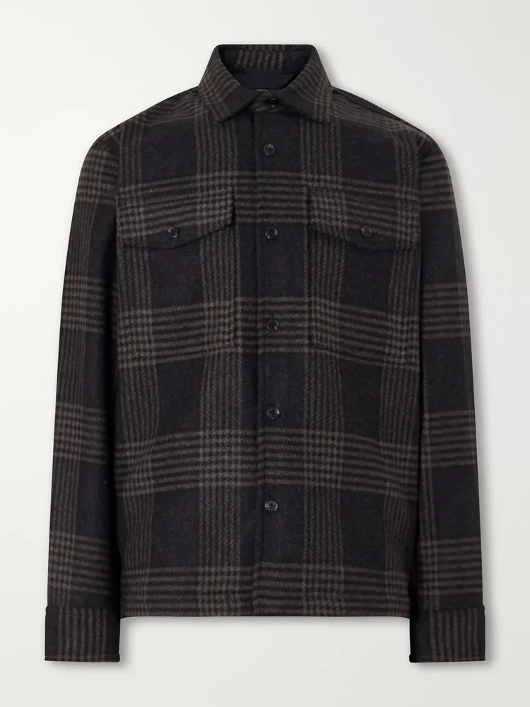 Austin Prince of Wales Checked Wool-Blend Overshirt