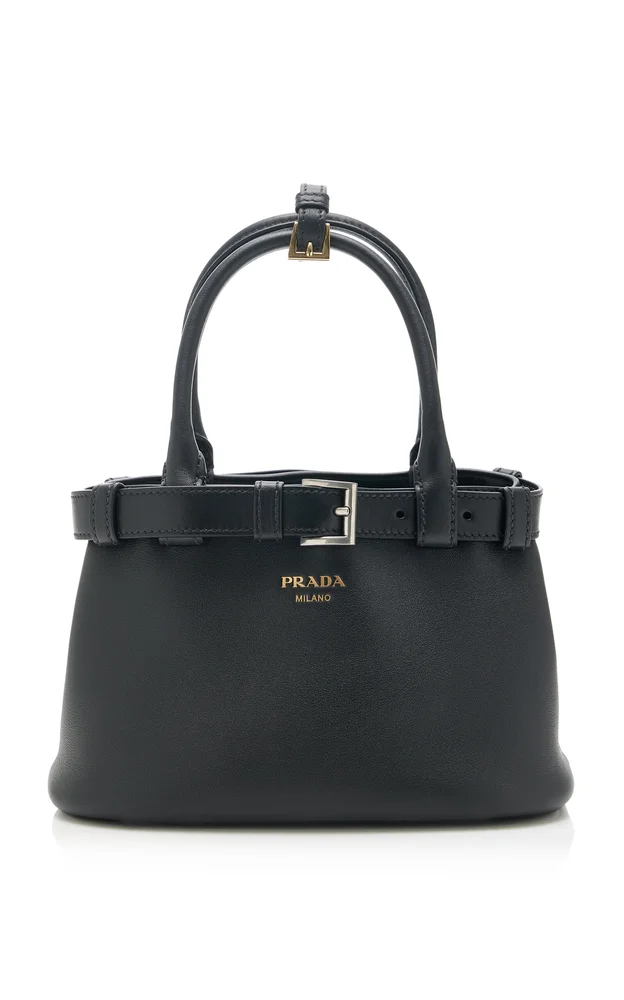 Buckled Leather Top Handle Bag