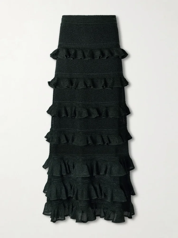 valiant ruffled knitted midi skirt