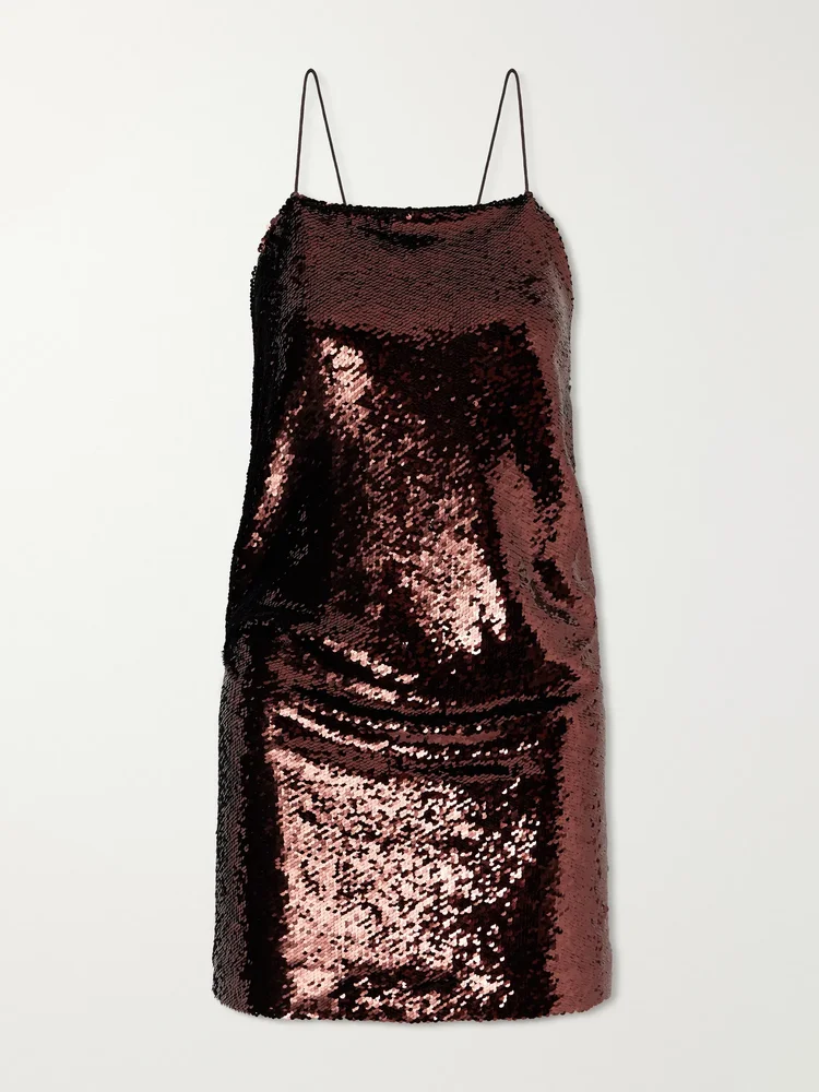 Sequined mesh mini dress