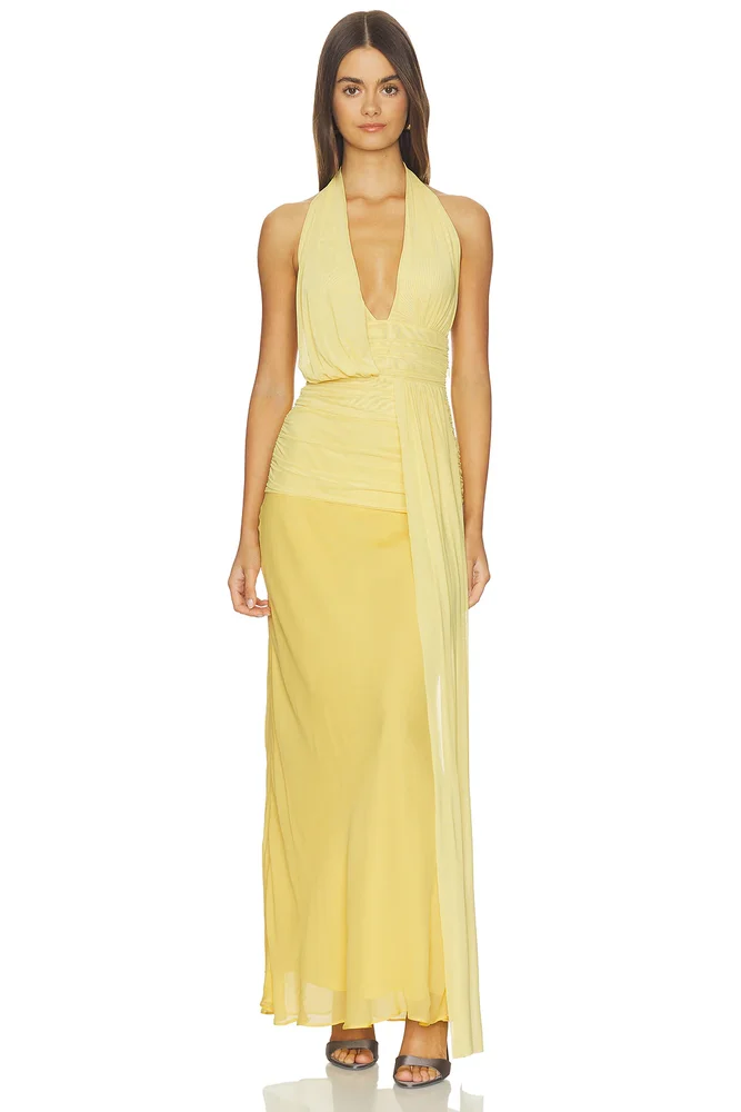 Cassis Drape Maxi Dress
