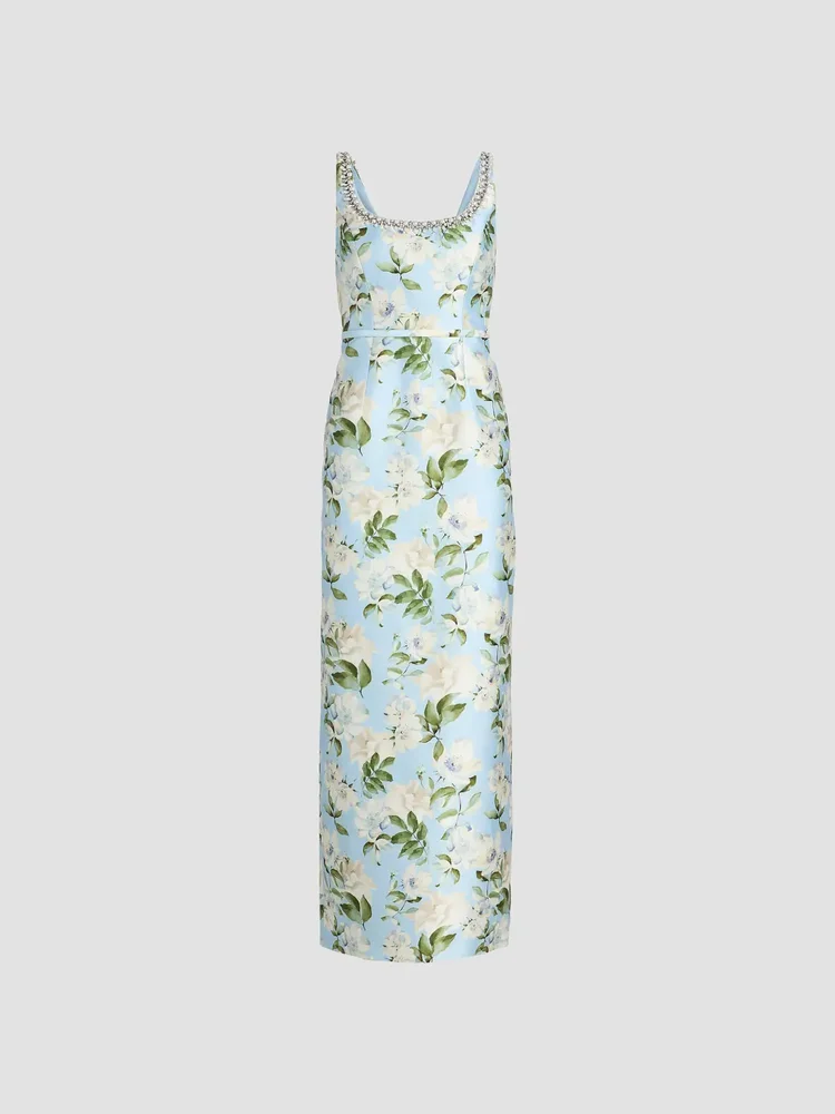 Lana Embellished Floral Silk-Blend Gown