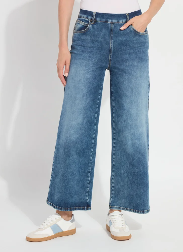 Sylvie Wide Leg Premium Denim - Hi-Low Mid Wash (28" Inseam)