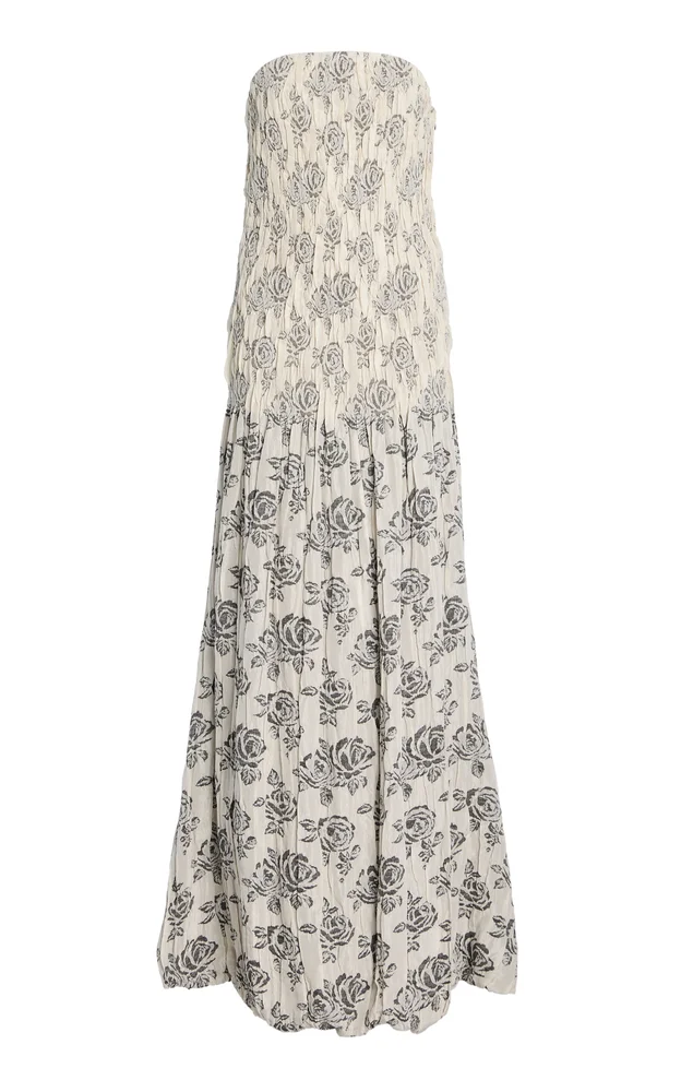 Blanche Strapless Jacquard Maxi Gown