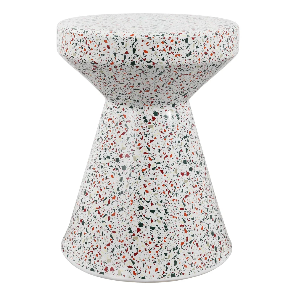 Sconyers 17.75" Modern Bohemian Terrazzo Indoor/Outdoor Drum Accent Table