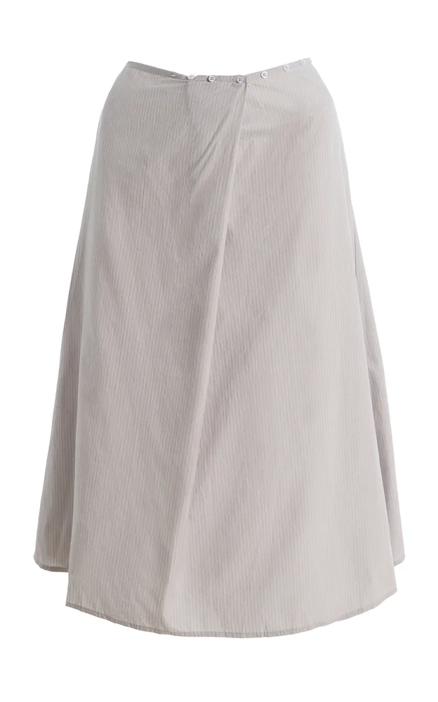 Striped Cotton Midi Wrap Skirt
