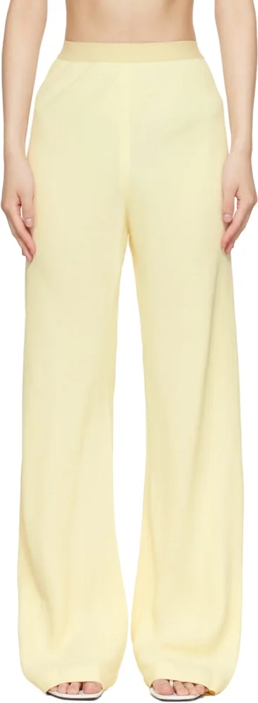 Beige Crepe Bias-Cut Trousers
