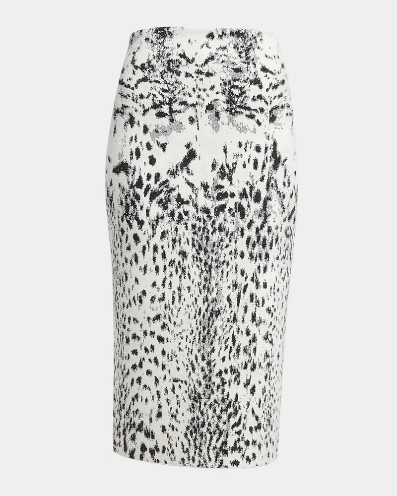 Lynx Jacquard Compact Velvet Knit Pencil Skirt