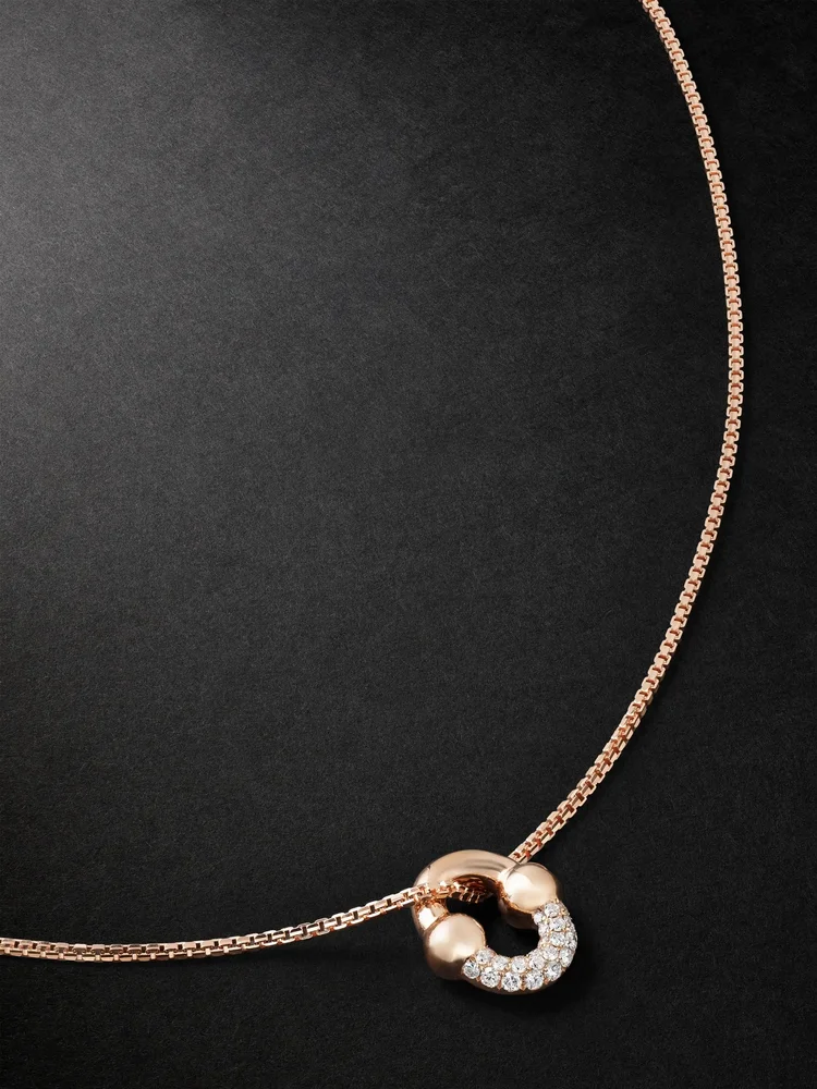 Umlaut 18-Karat Rose Gold Diamond Chain Necklace