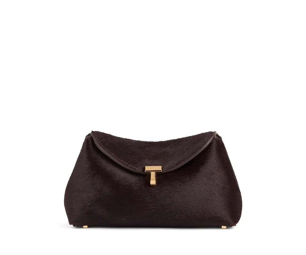 T Lock Mini Calf Hair Clutch