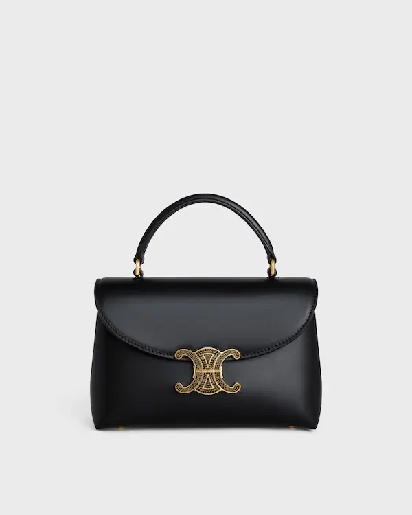 Teen Nino Bag in Smooth Satinated Calfskin with Strass Closure - Black