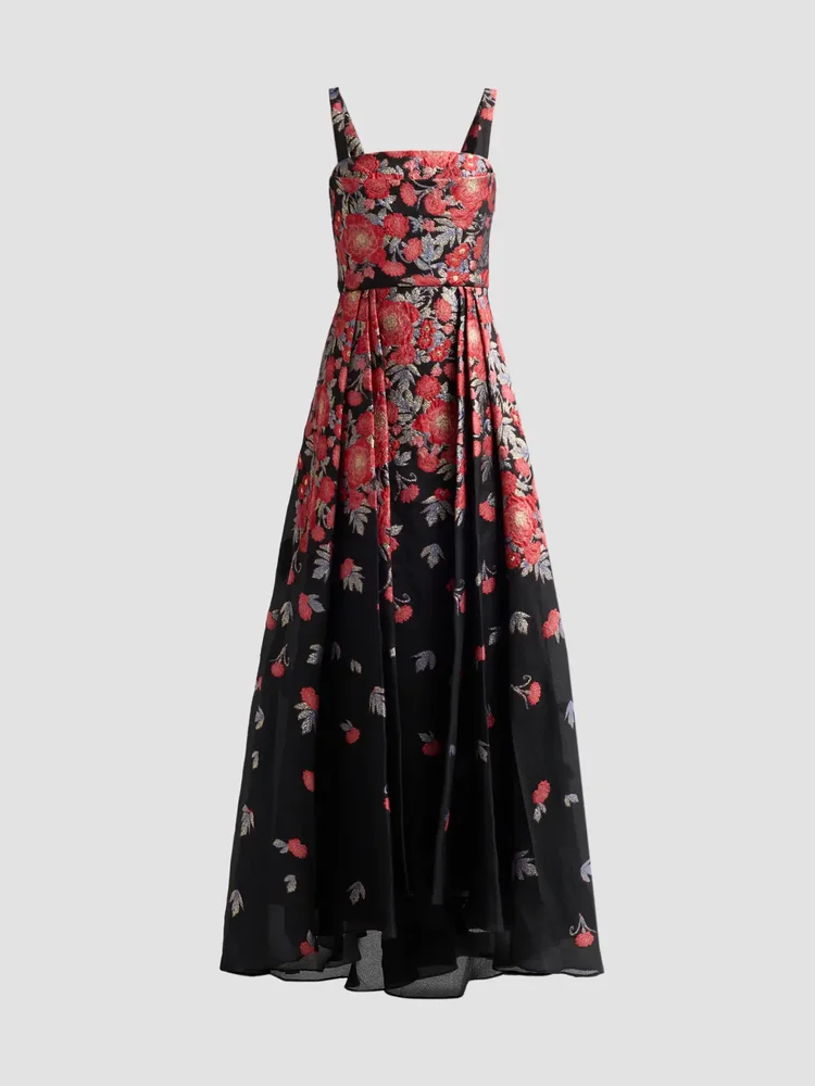 Ginevra Floral Jacquard Gown