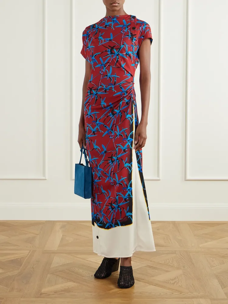Anais printed stretch-cady maxi dress