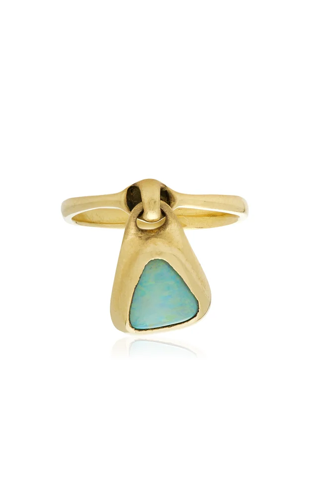 18k Green Gold Opal Locket Ring