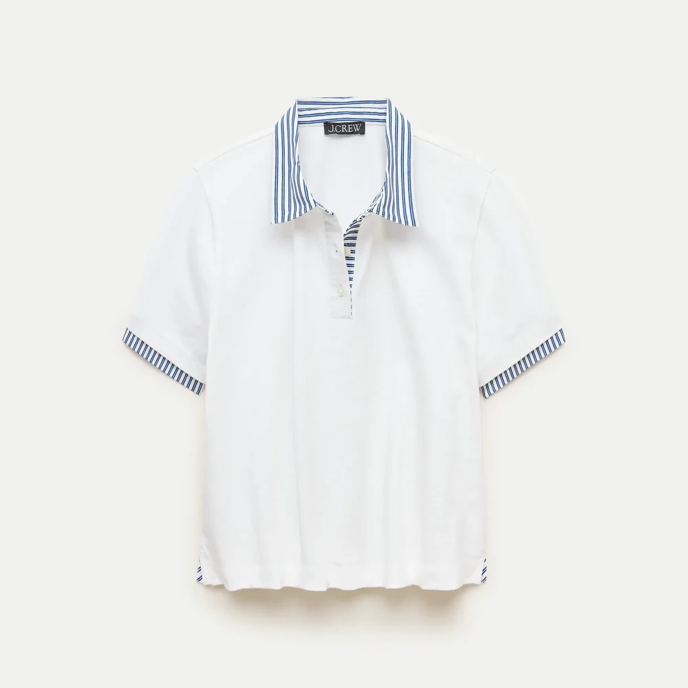 Poplin-collar polo in mariner cotton
