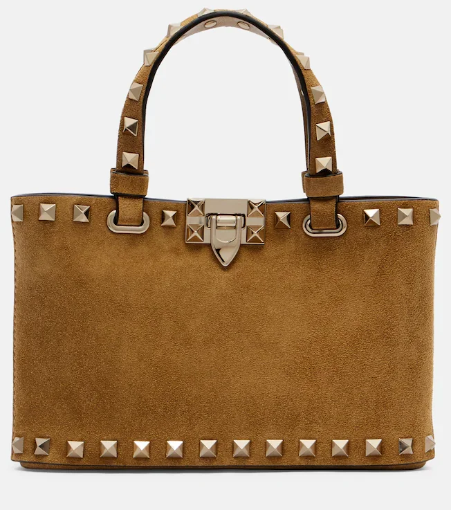 Rockstud Mini suede top-handle bag