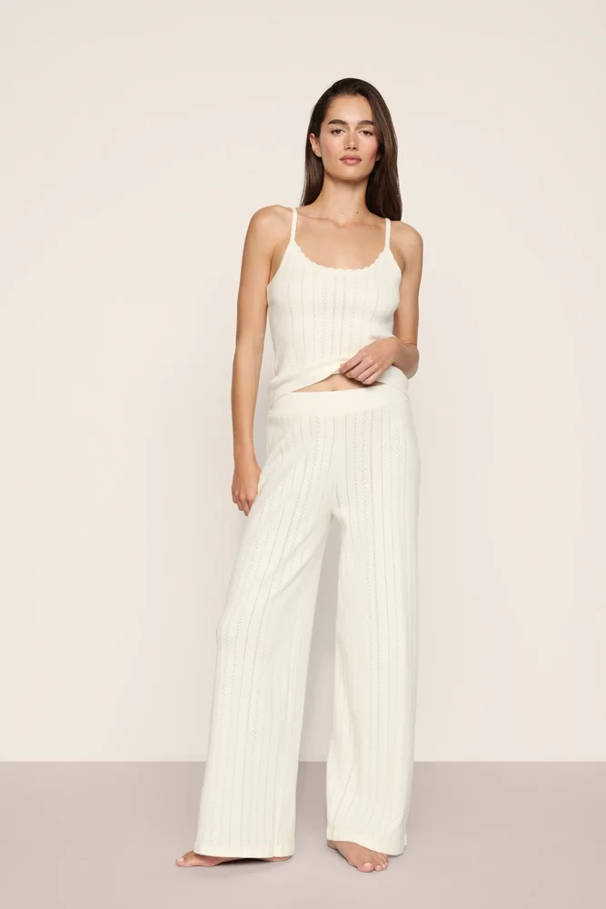 Pointelle Sweater Straight Leg Pant