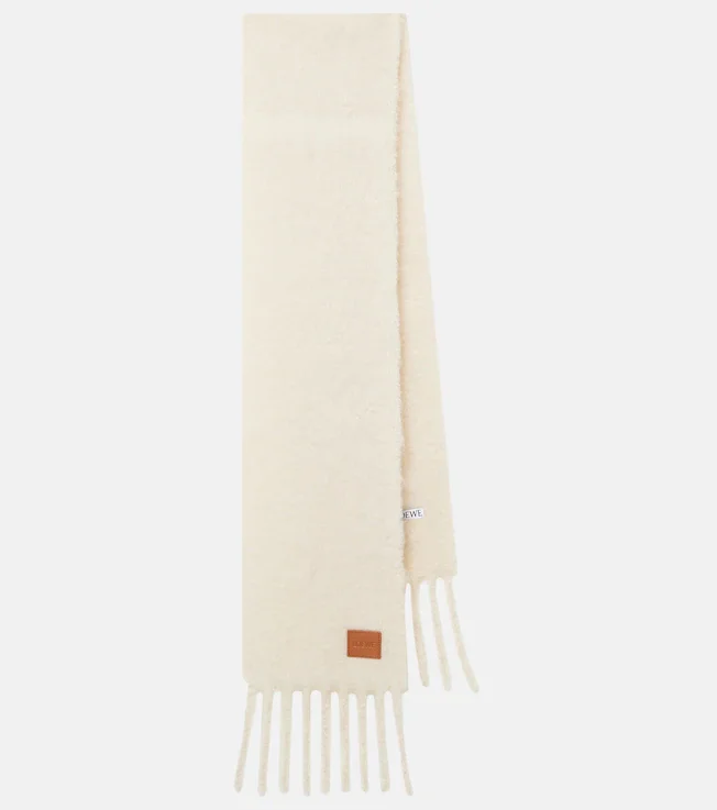 Fringed mohair and wool-blend scarf