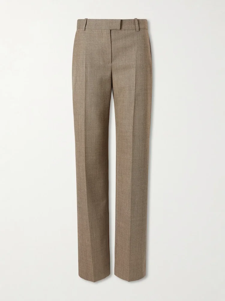 Pleated wool-gabardine straight-leg pants
