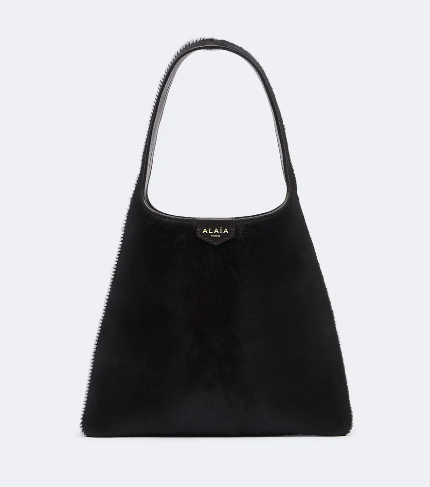 Mini calf hair top-handle bag