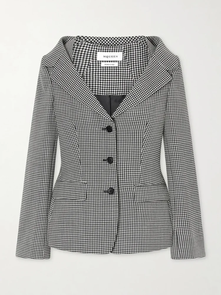 Gingham wool jacket